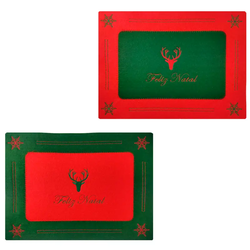TOALHA LUGAR AMERICANO DE POLIESTER RETANGULAR RENA FELIZ NATAL 40X30CM