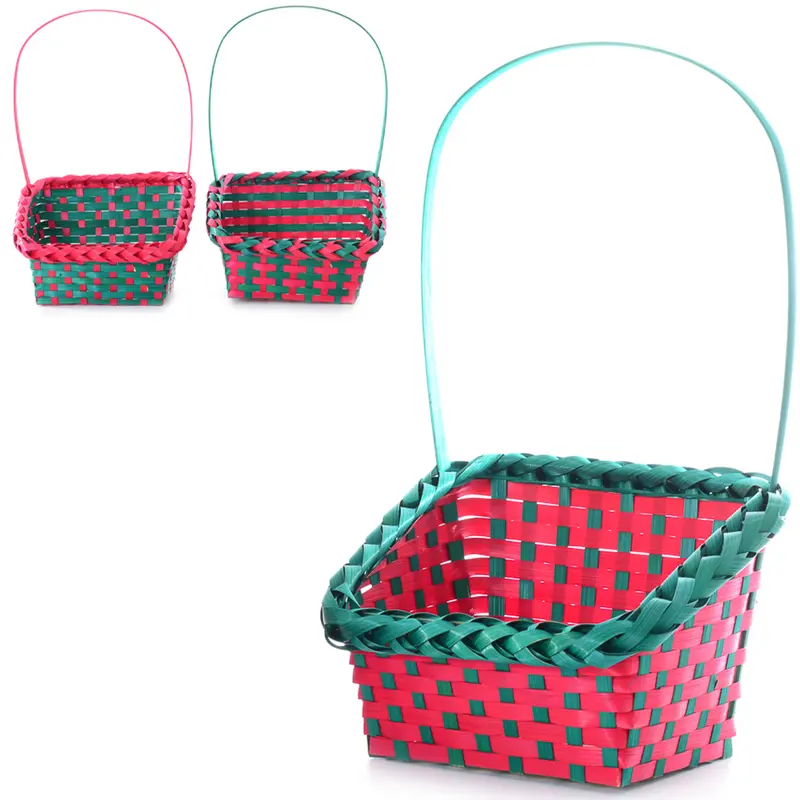 CESTA DE BAMBU RETANGULAR COM ALCA 36,5X23X19CM