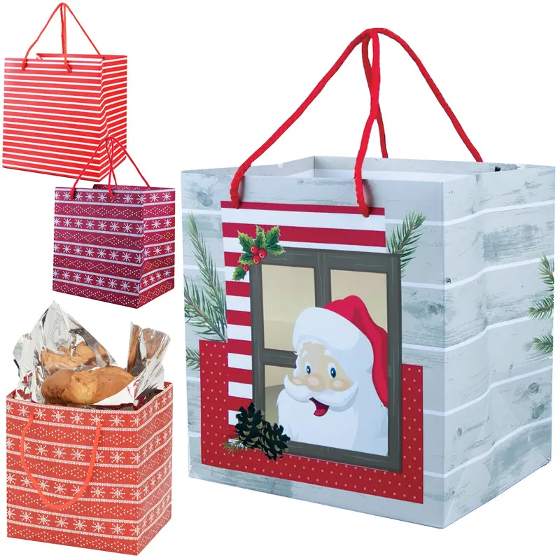 BOLSA SACOLA DE PAPEL PARA PANETONE DE NATAL 20X19X15CM