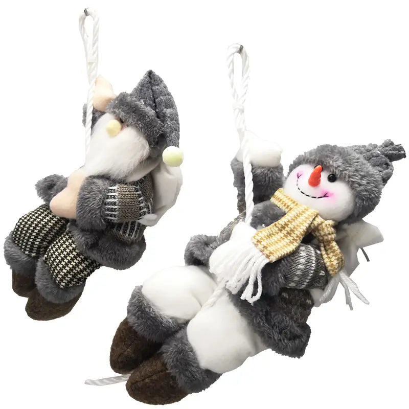 ENFEITE PENDURAR PAPAI NOEL / BONECO DE NEVE RAPEL LISTRAS CINZA DE NATAL 30CM