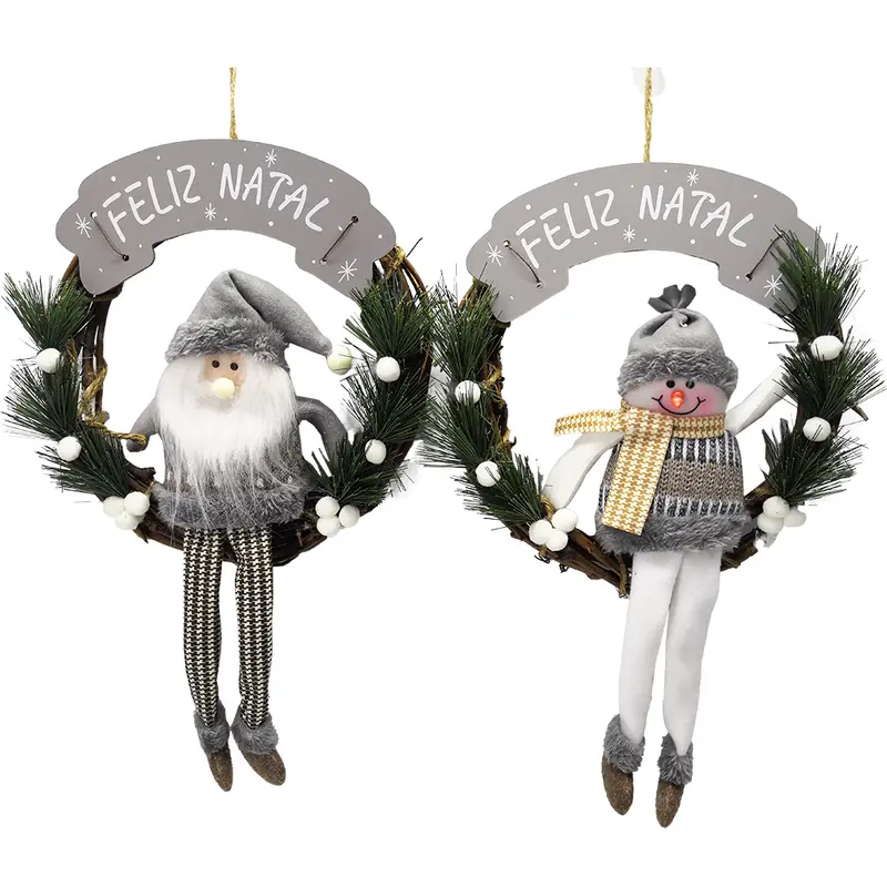 GUIRLANDA SISAL PLACA FELIZ NATAL PAPAI NOEL / BONECO NEVE XADREZ/CZ 40X26CM