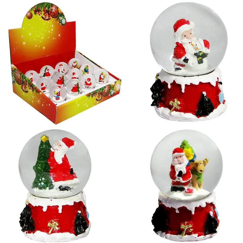 CUPULA DE VIDRO COM PAPAI NOEL MEIA E ARVORE DE RESINA DE NATAL 6,5X4,5CM