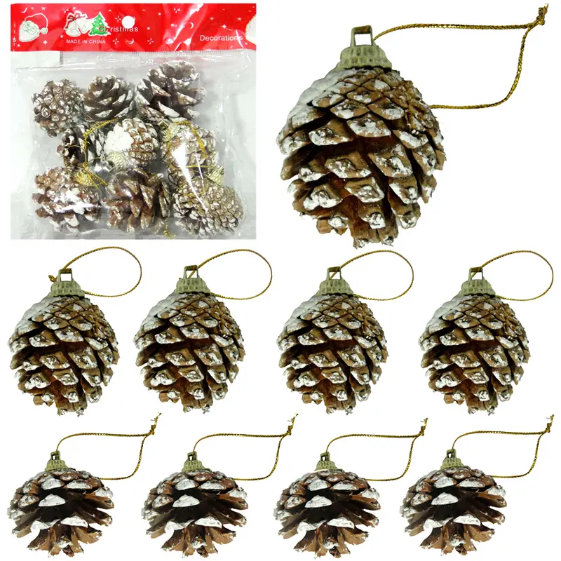 ENFEITE PINHA NEVADA DE NATAL COM 9 PECAS 3CM