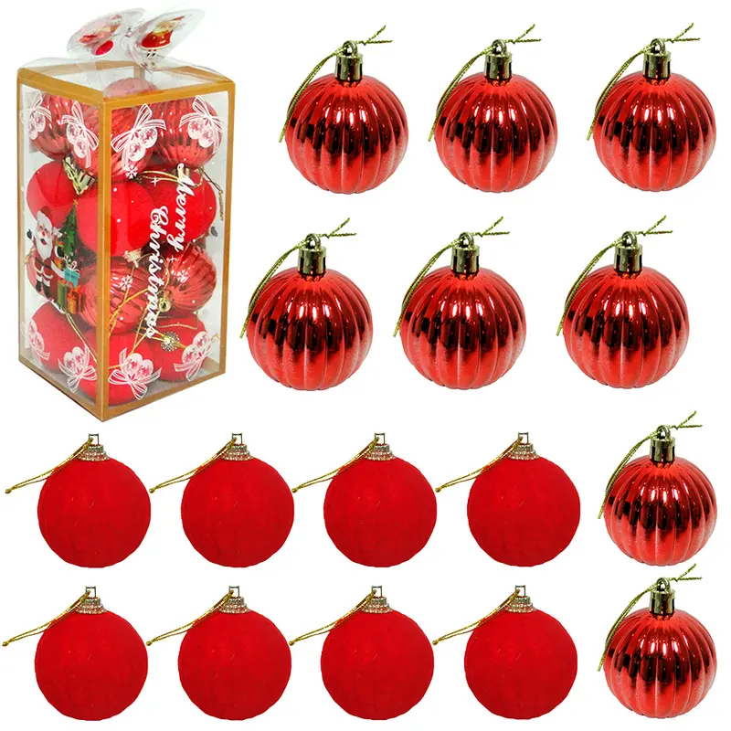 BOLA DE NATAL 5CM DE Ø VERMELHA MISTA LISA / CAMURCA COM 16 PECAS NA CAIXA DE PVC