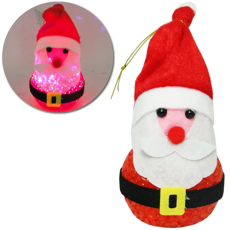 PAPAI NOEL CRAQUELADO COM LED DE NATAL A BATERIA 15CM