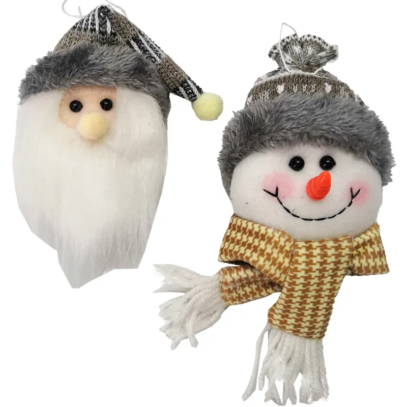 PENDENTE CABECA PAPAI NOEL / BONECO DE NEVE XADREZ / CINZA DE NATAL 25CM