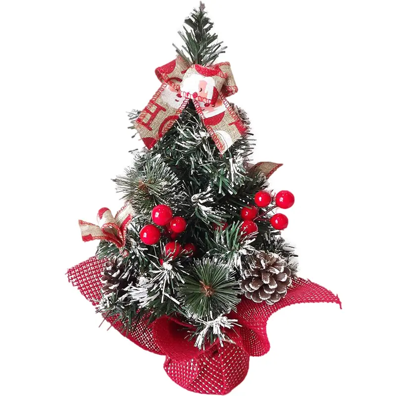 MINI ARVORE DE NATAL COM LACOS + PINHAS E AZEVINHOS 30CM