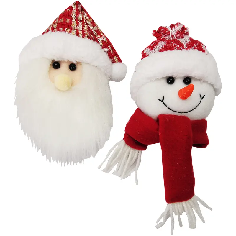PENDENTE CABECA PAPAI NOEL / BONECO DE NEVE XADREZ / VERMELHO DE NATAL 25CM