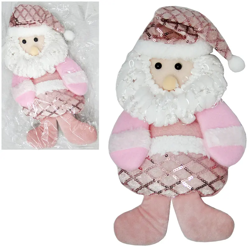 ENFEITE DE PENDURAR PAPAI NOEL COM LANTEJOULA ROSA DE NATAL 26X17CM