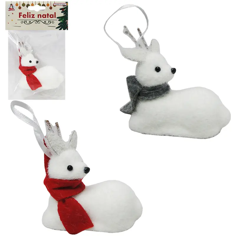 PENDENTE RENA DEITADA DE ESPUMA COM CACHECOL 7CM