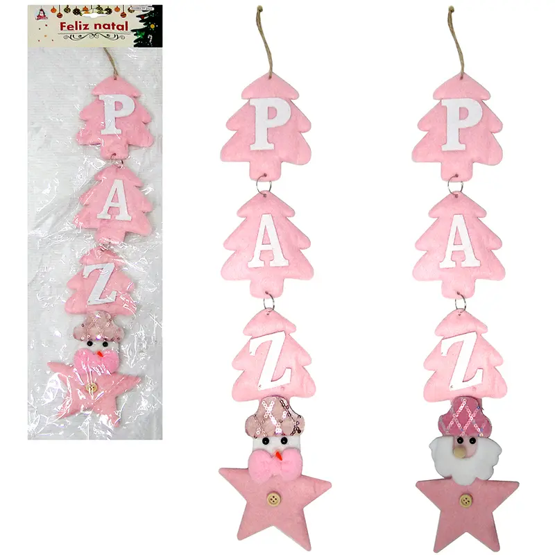 ENFEITE DE PENDURAR PAZ ROSA DE NATAL 48CM