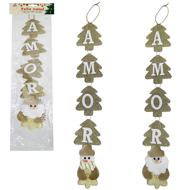 ENFEITE DE PENDURAR AMOR DOURADO DE NATAL 52CM