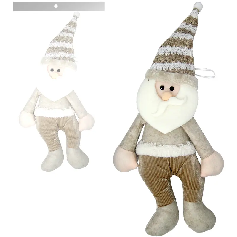 PENDENTE PAPAI NOEL PERNA LONGA CROCHE DOURADO 30X18CM