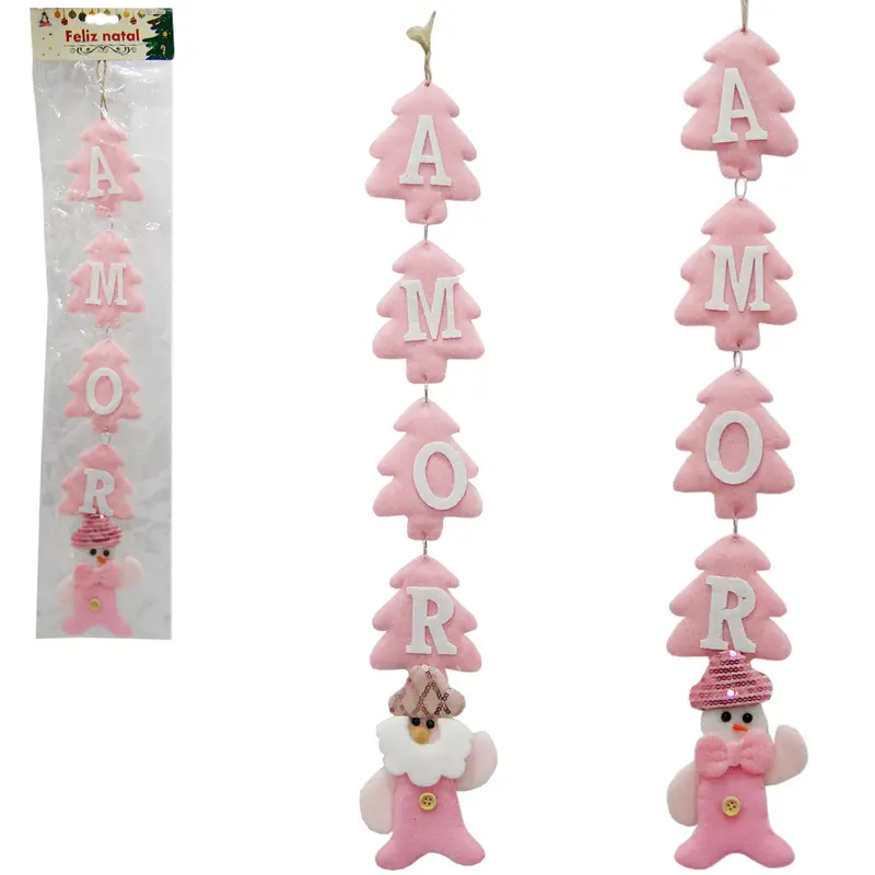 ENFEITE DE PENDURAR AMOR ROSA DE NATAL 52CM