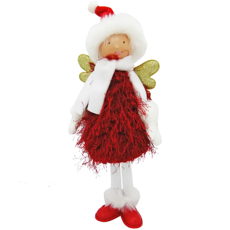 ENFEITE MENINA ANJO VERMELHA DE NATAL 35X12CM