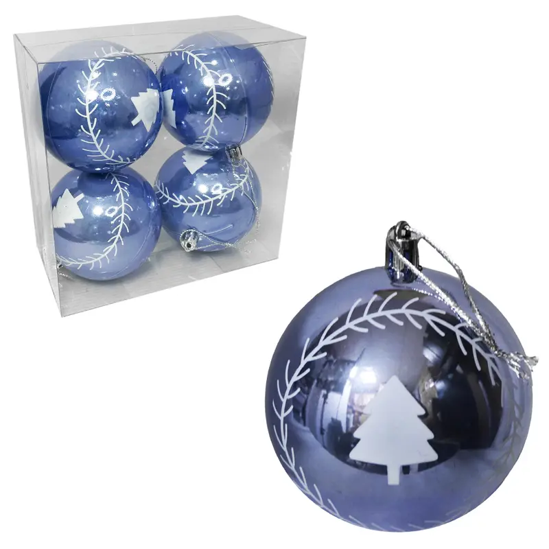 BOLA DE NATAL 8CM DE Ø LILAS BRILHANTE COM 4 PECAS