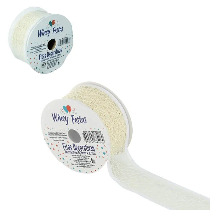 FITA ARAMADO TELADA CREME DE NATAL 3,8CMX9,1M