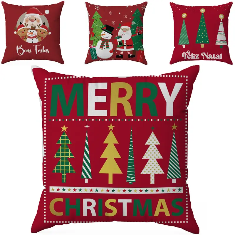 CAPA DE POLIESTER PARA ALMOFADA ESTAMPAS DE NATAL SORTIDAS 45X45CM
