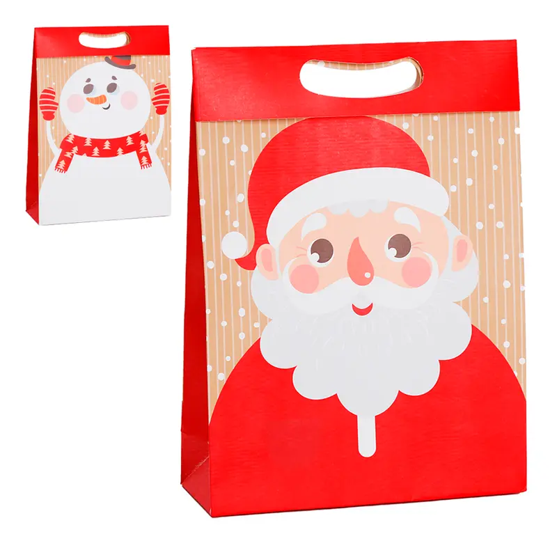 BOLSA SACOLA DE PAPEL PARA PRESENTE PAPAI NOEL / BONECO DE NATAL 30X23X8CM