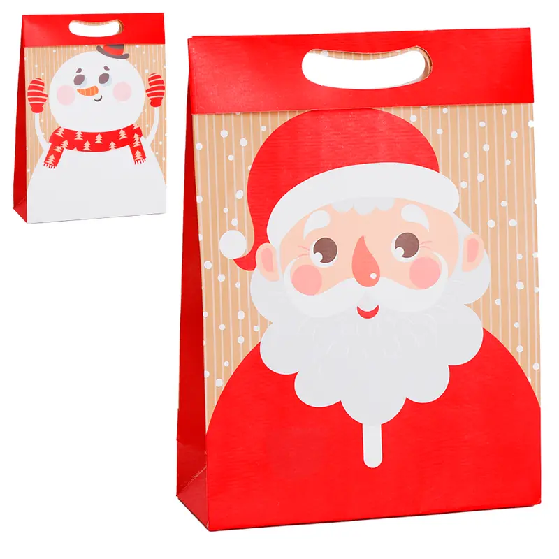 BOLSA SACOLA DE PAPEL PARA PRESENTE PAPAI NOEL / BONECO DE NATAL 38,5X28X10CM