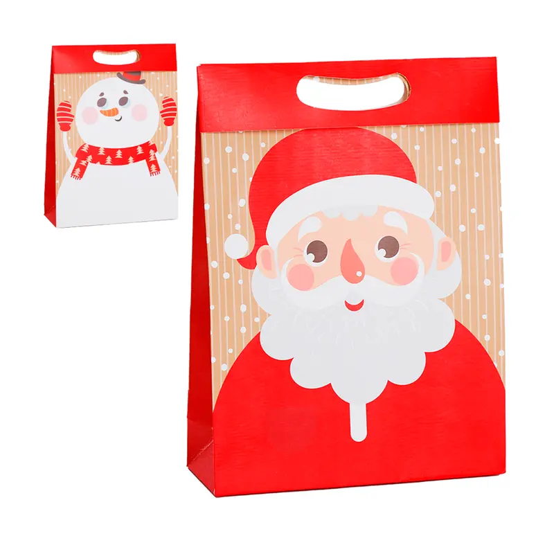 BOLSA SACOLA DE PAPEL PARA PRESENTE PAPAI NOEL / BONECO DE NATAL 24X18X7,5CM