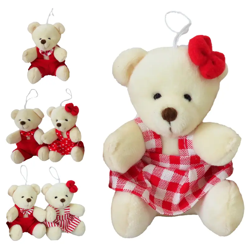 PENDENTE URSO DE PELUCIA VERMELHO / BRANCO DE NATAL 10CM