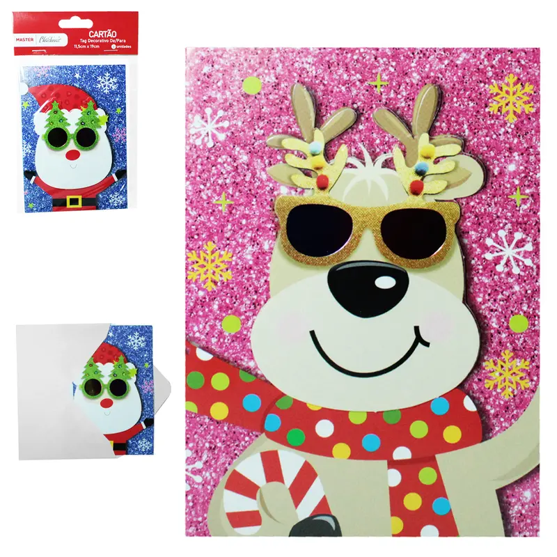 CARTAO DE / PARA FIGURAS NATALINAS COM ENVELOPE DE PAPEL DE NATAL COM 4 PECAS 13,5X9,5CM