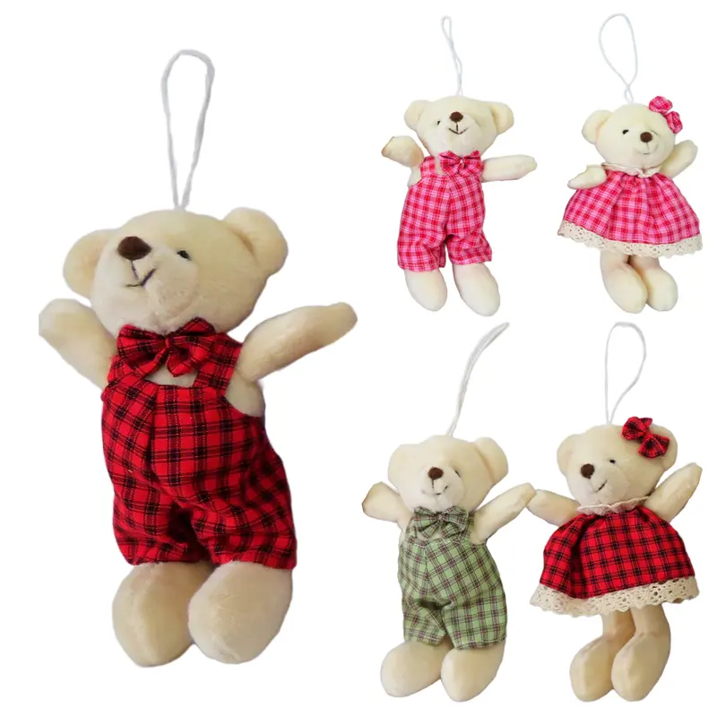 PENDENTE URSO DE PELUCIA COM VESTIDO / MACACAO DE NATAL 12CM