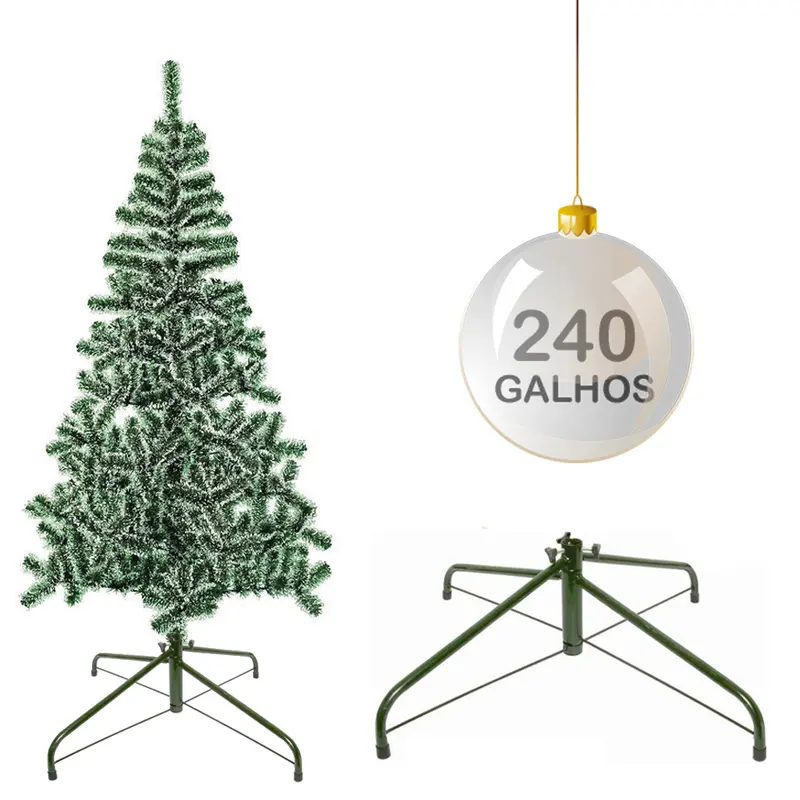 ARVORE DE NATAL 1,50M COM NEVE COM 240 GALHOS E PE DE METAL