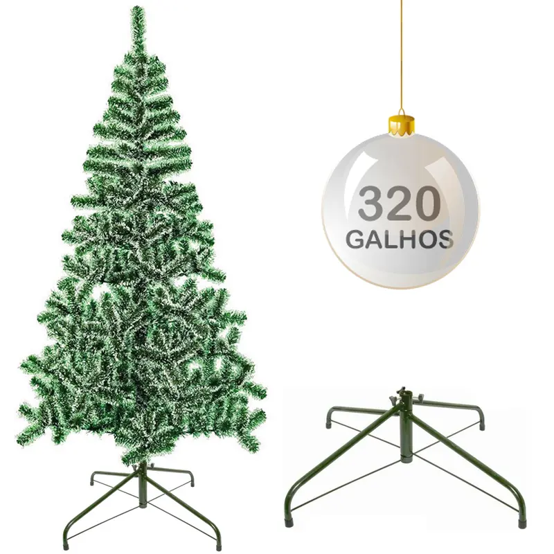 ARVORE DE NATAL 1,80M COM NEVE COM 320 GALHOS E PE DE METAL