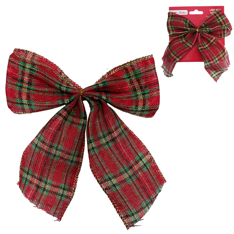 LACO VERMELHO XADREZ DE NATAL 17X15CM