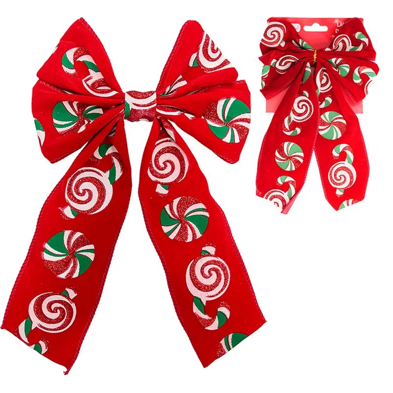 LACO VELUDO VERMELHO DOCES DE NATAL COM GLITTER 25X15CM