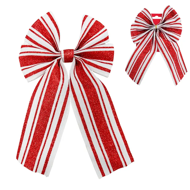 LACO BRANCO E VERMELHO DE NATAL COM GLITTER 25X15CM
