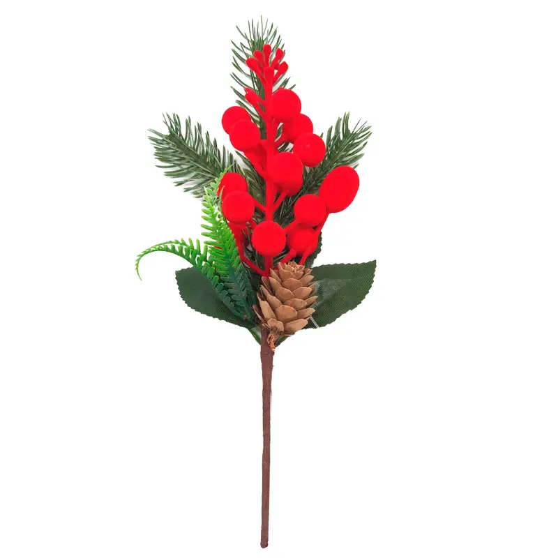 PICK NATALINO AZEVINHOS CAMURCA FOLHAS COM PINHAS PREMIUM 20CM