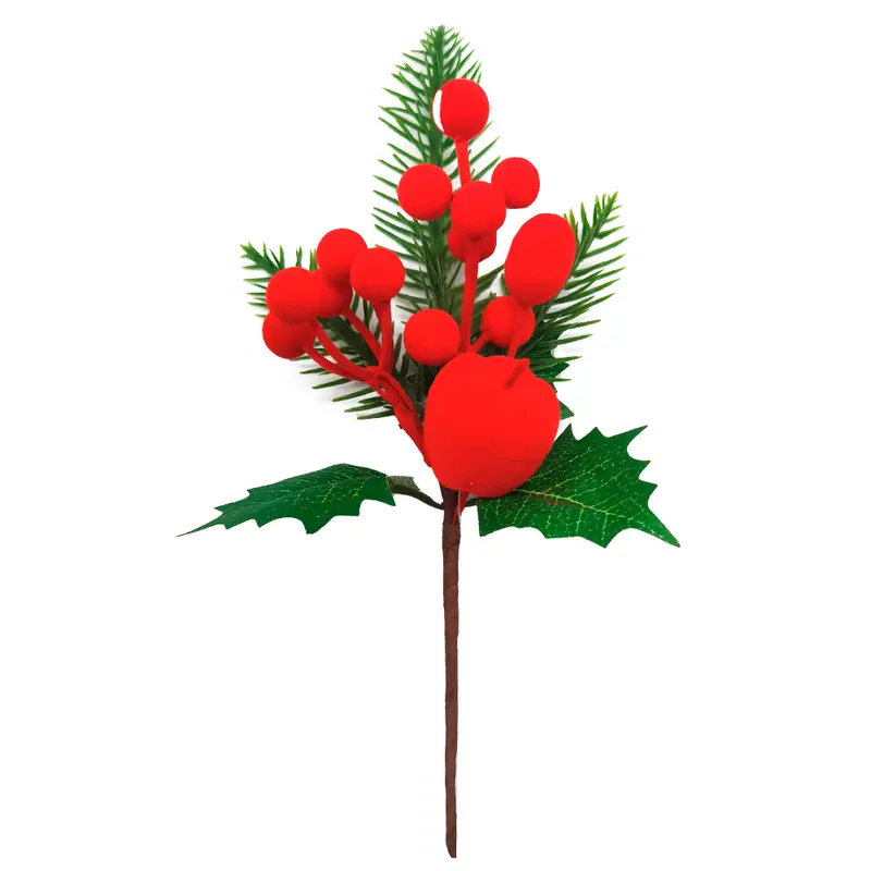 PICK NATALINO AZEVINHOS / FRUTO / FOLHAS CAMURCA PREMIUM 20CM