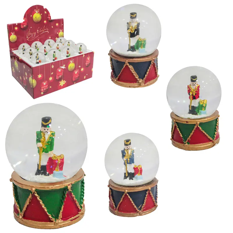 CUPULA DE VIDRO COM QUEBRA NOZES TAMBOR DE RESINA DE NATAL 6X4,5CM