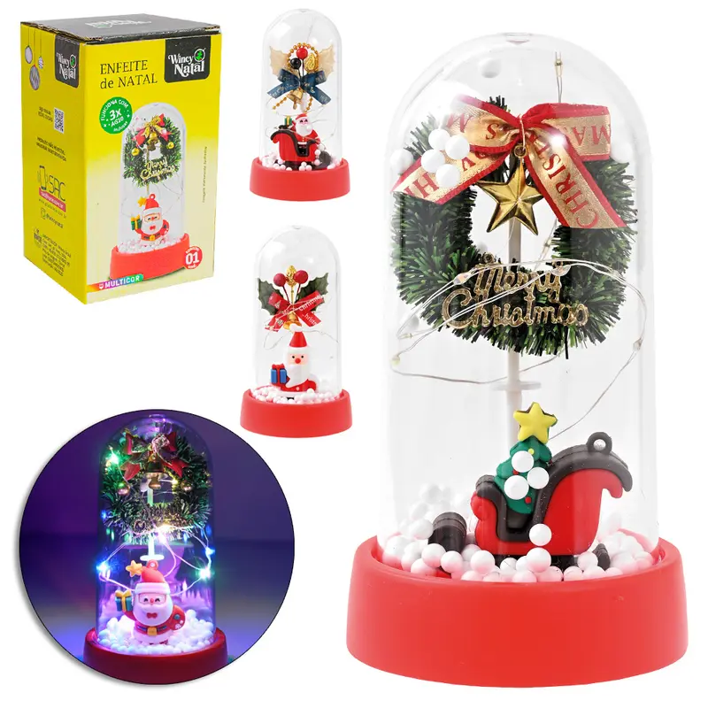 ENFEITE CUPULA DE NATAL + MICRO LED A BATERIA 14,5X8CM DE Ø