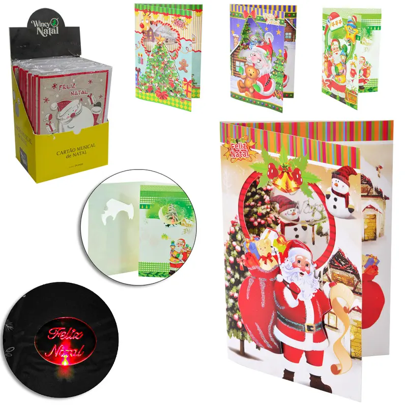 CARTAO MUSICAL DE NATAL COM GLITTER A BATERIA 20X14CM DP PLAY