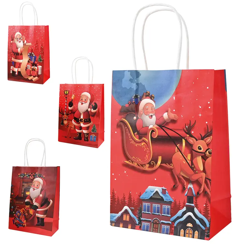 BOLSA SACOLA DE PAPEL PARA PRESENTE SANTA PRINTS DE NATAL 33X25X12CM