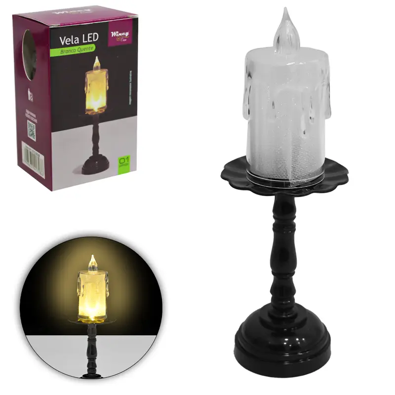 VELA DECORATIVA ELETRONICA DE LED BRANCO QUENTE A BATERIA 17,5X6,2CM DE Ø