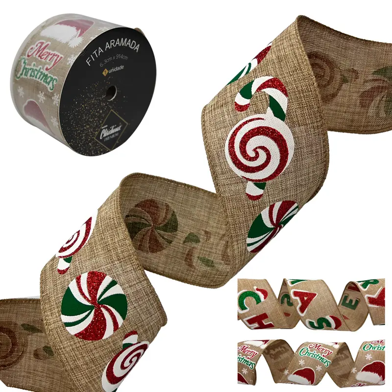 FITA ARAMADO KRAFT NATALINO PREMIUM DE NATAL 6,3X914CM DP PLAY