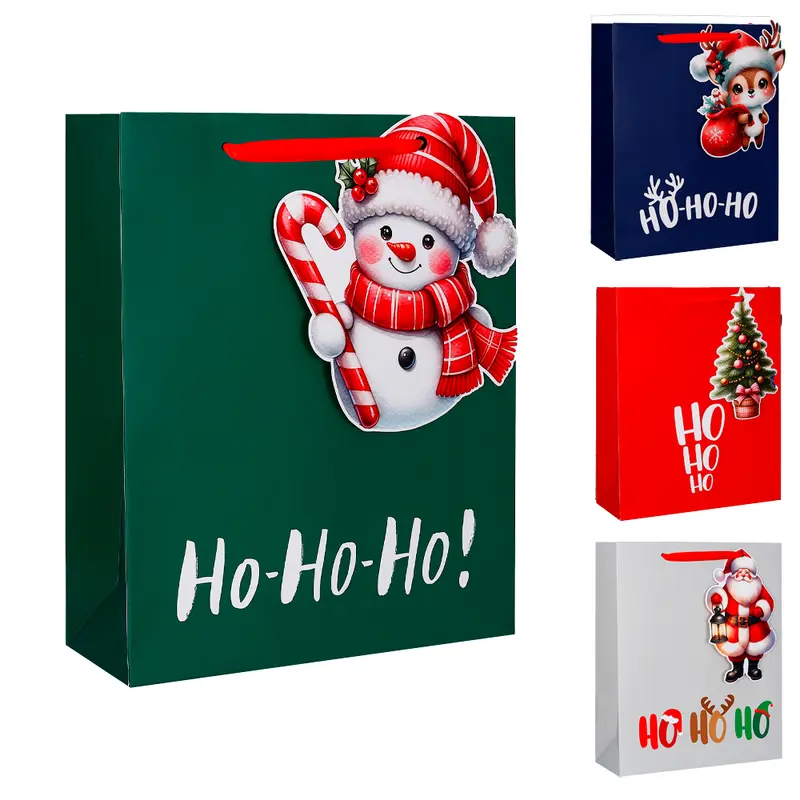 BOLSA SACOLA DE PAPEL HO HO HO DE NATAL 24X18X8CM