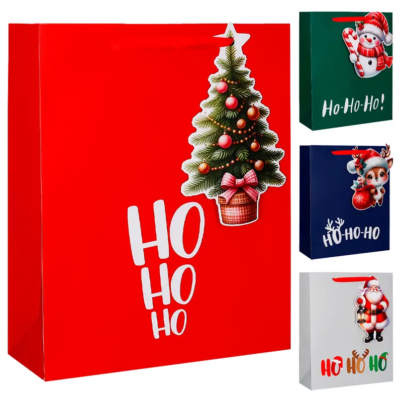 BOLSA SACOLA DE PAPEL HO HO HO DE NATAL 42X30X12CM