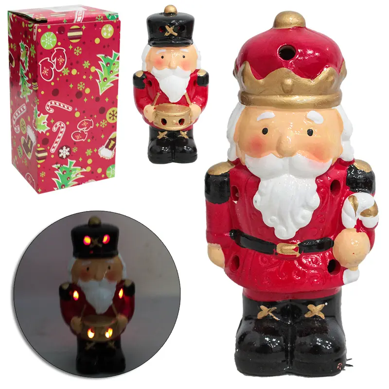 ENFEITE BONECO QUEBRA NOZES DE NATAL DE PORCELANA COM LED 14X5CM