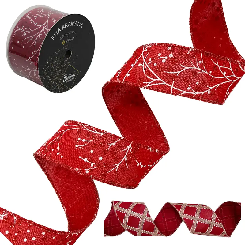FITA ARAMADO VM COM GLITTER PREMIUM DE NATAL 6,3X914CM DP PLAY