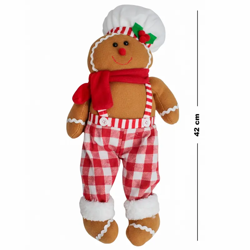 BISCOITO DE GENGIBRE DE PELUCIA MESTRE CUCA COM PERNAS MOLE DE NATAL 42CM
