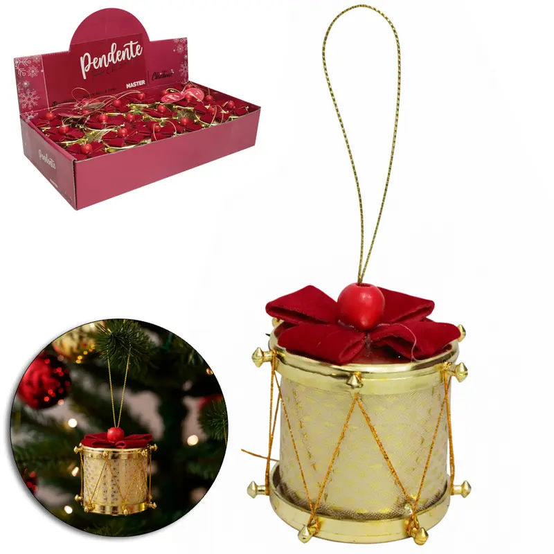 PENDENTE TAMBOR DE NATAL COM LACO VM 7X5,5CM DE Ø DP PLAY
