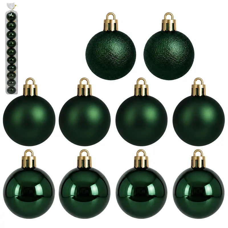 BOLA DE NATAL 5CM DE Ø VERDE MENTA MISTA BRILHO / FOSCA / TEXTURADA PACOTE COM10 PECAS