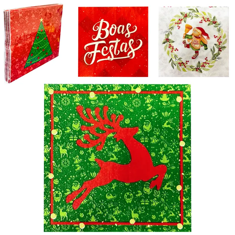 GUARDANAPO DE NATAL COM 20 PECAS 25X25CM