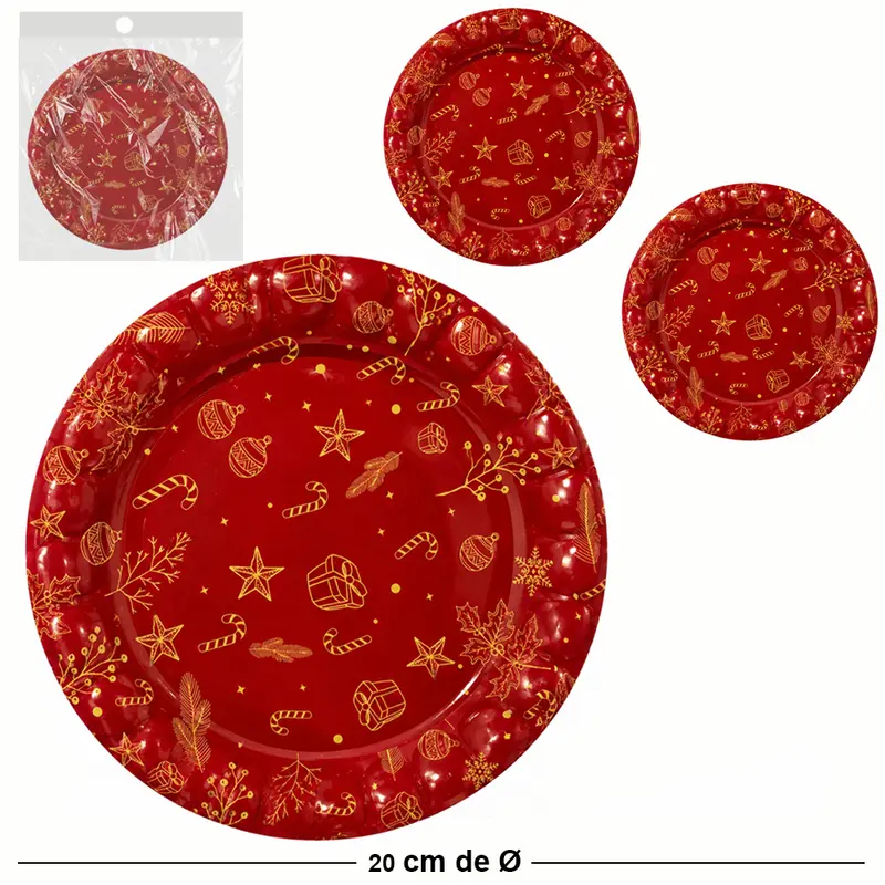 BANDEJA DE PLASTICO REDONDA FIGURAS NATALINA VM 20CM DE Ø COM 3 PECAS
